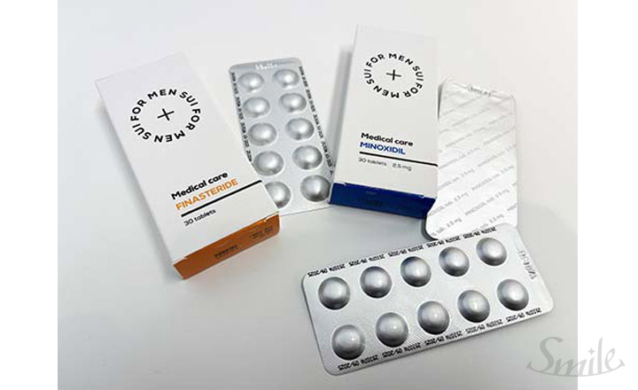 クリニックフォアで処方されたフィナステリドとミノキシジルの薬の写真